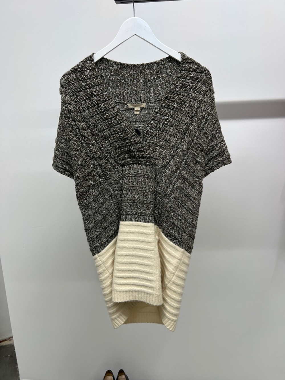 Burberry Two-Tone Knit Tunic in Gray and Cream